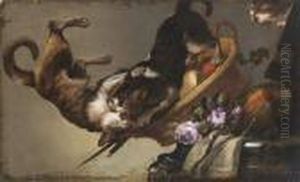 A Still Life With Fighting Cats by Frans Snyders