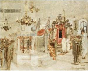 Synagogue Interior by Alexander Sochaczewski