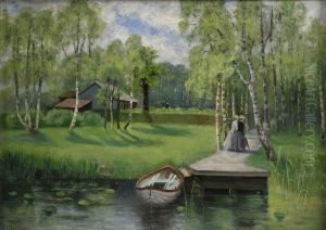Sommaridyll Med Flanerande Flickor by Sophia Johanna Sodergren