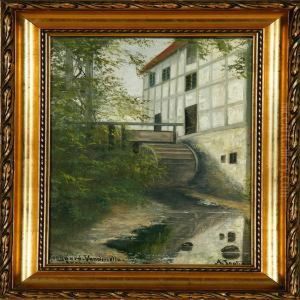 View Of Moesgard Water Mill by Axel Soeborg