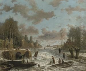 The Stadsbuitengracht In Winter, Utrecht by Theodoor Soeterik