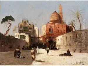 Orientalische Strassenszene Mit Moschee by Wilhelm Sohn