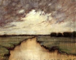 Moorlandschaft An Der Hamme Unter Gewitterwolken by Rudolf Sokol