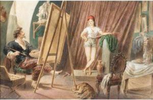 In The Artist's Studio by Pavel Petrovich Sokolov