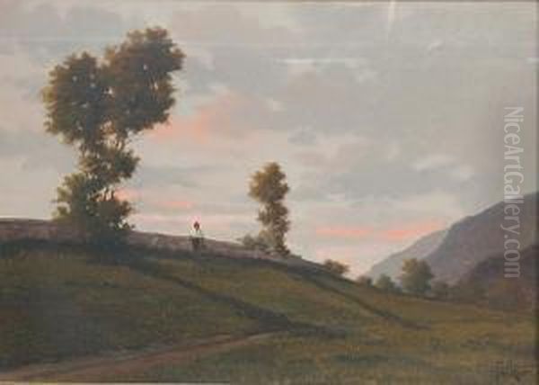 Collina Con Muretto E Figura - view 1