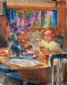 Agirl At Table by Venny Soldan-Brofelt
