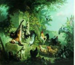 Trophees De Chasse Dans Une Basse-cour Gardes Par Des Chiens