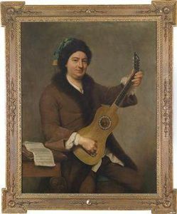 Portrait Of A Man Playing On A Guitar