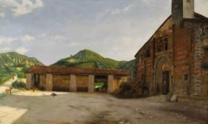 "paesaggio Con Cascinale" Olio Su Tela . In Cornice by Arnoldo Soldini