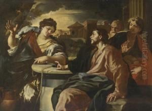 Christ And The Woman Of Samaria by Francesco Solimena