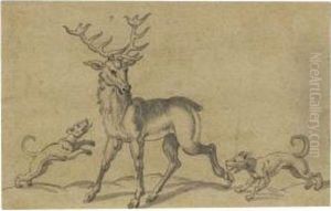 A Stag And Two Hounds