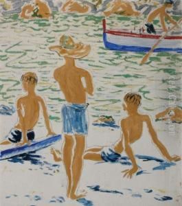 Zwemmers Aan De Waterkant