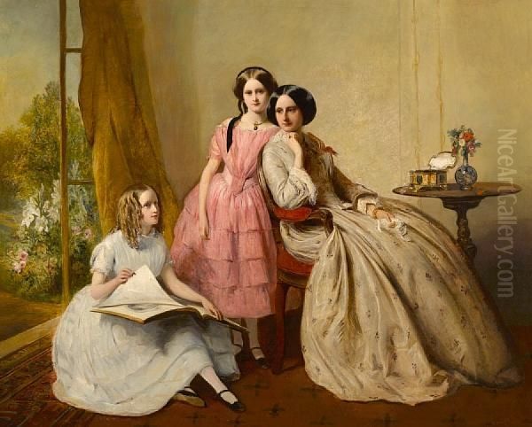 A Portrait Of Two Girls With Their Governess - view 1