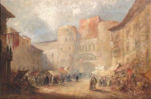 Hustle And Bustle On The Main Place Of An Oriental Town by Solomon Joseph Solomon
