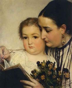 Portrait Of Mme Bonnefoy And M Puttemans by Sir Lawrence Alma-Tadema