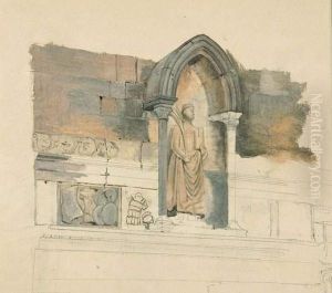 Heiligenfigur Unter Gotischem Bogen. by Hermann Wilhelm Soltau