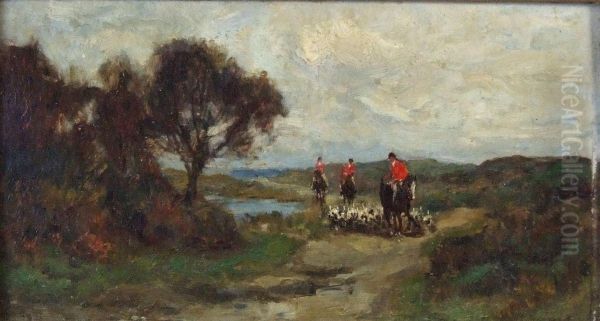 Hunting Scene With Huntsman And Hounds - view 1