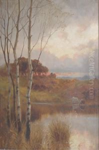 Sunset Landscape With Cattle Watering by Richard Gay Somerset