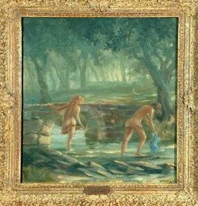 "forbidden Pleasures" - Two Naked Female Bathers by Edith Oenone Somerville