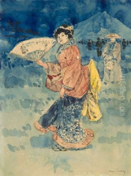 Japonaise A L'eventail Ouvert Et Japonaise A L'eventail Ferme - view 1