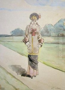 "jeune Fille Marchant" by Henry Somm