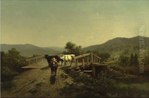 Cattle Crossing The Stream by Otto Sommer