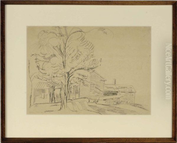 Horses By A Barn; And A Companion Drawing - view 1