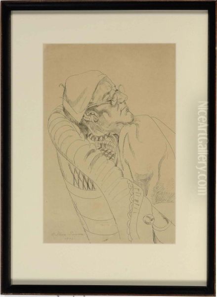 Portait Of A Figure Sleeping; And Two Companion Drawings - view 1