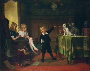 Spielende Kinder Mit Hund. by Fritz Sonderland