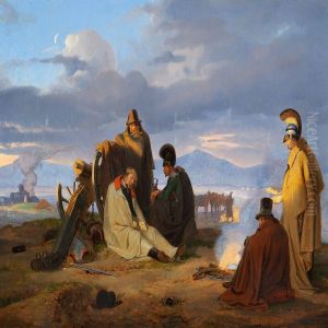 Soldiers On The Battlefield In The Morning After A Battle