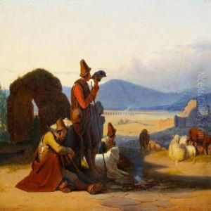 Shepherds In The Romancampagna by Jorgen Valentin Sonne