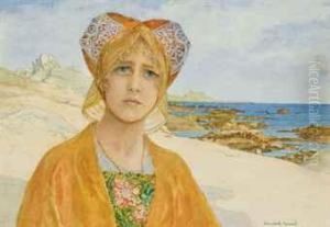 Jeune Princesse Scandinave Sur Une Plage
