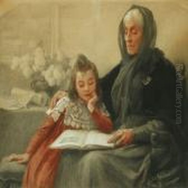Interior With Grandmother Reading To Her Grand Child - view 1