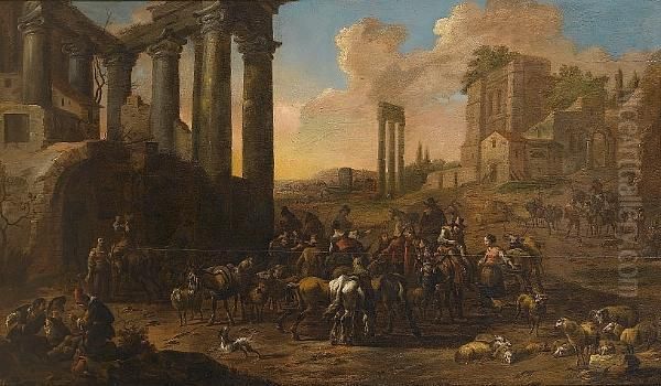 Herdsmen On Horseback With Cattle And Sheep In The Roman Forum - view 1