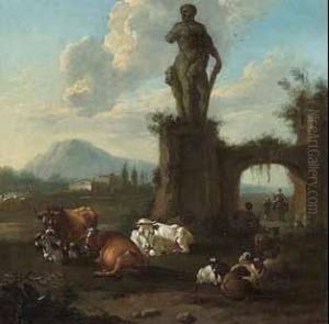 Hirten Mit Herde Vor Der Statue Des Herkules Di Farnese.