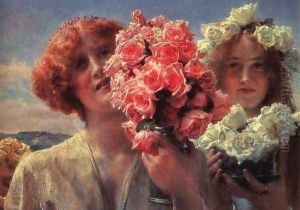 Young Girls with Roses by Sir Lawrence Alma-Tadema