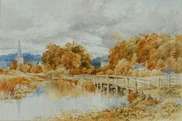 River Landscape With Bridge - view 1