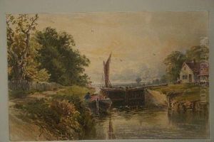 Riverside Harvesting Scene With Figures by Thomas James Soper