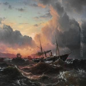 Steamer At Sunset