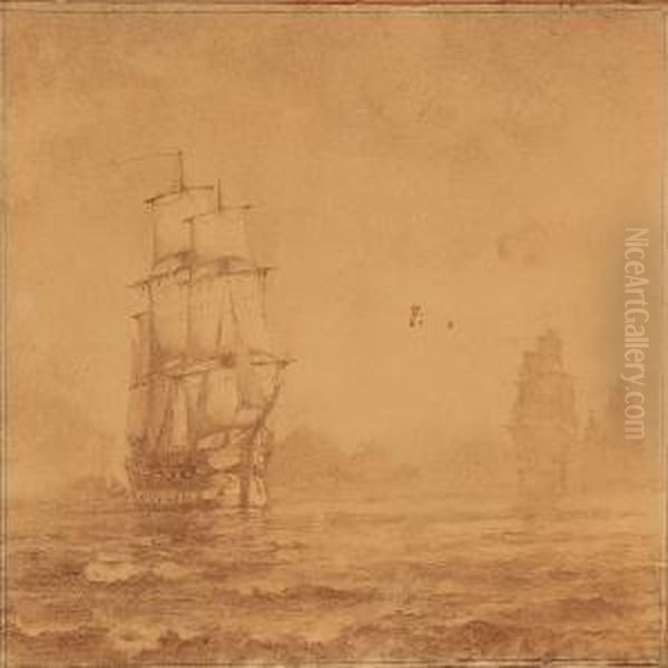 Seascape With Sailing Ships On Open Sea - view 1