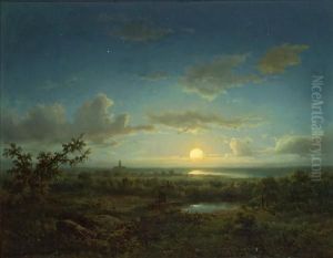 A Moonlit Landscape With A Church In Thedistance