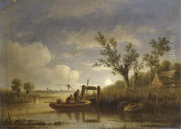 Fishermen At Work By Moonlight - view 1