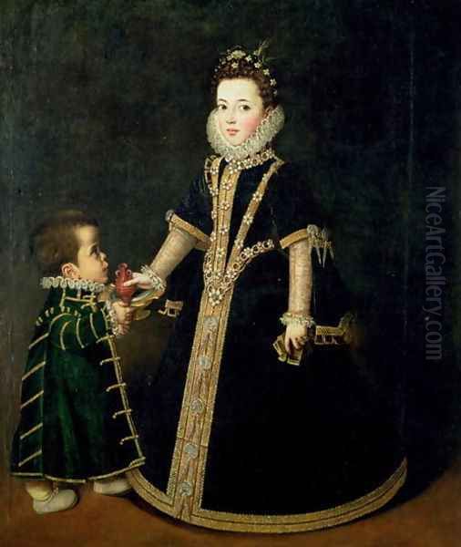 Girl with a dwarf, thought to be a portrait of Margarita of Savoy, daughter of the Duke and Duchess of Savoy, c.1595 - view 1