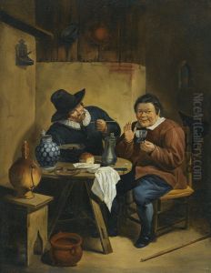 Two Men In A Tavern Interior by Hendrick Maertensz. Sorch (see Sorgh)