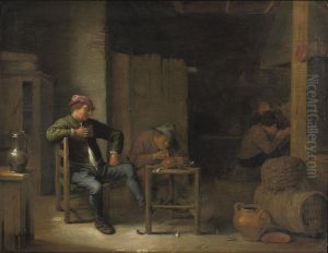 Boors Drinking And Smoking In A Tavern by Hendrick Maertensz. Sorch (see Sorgh)