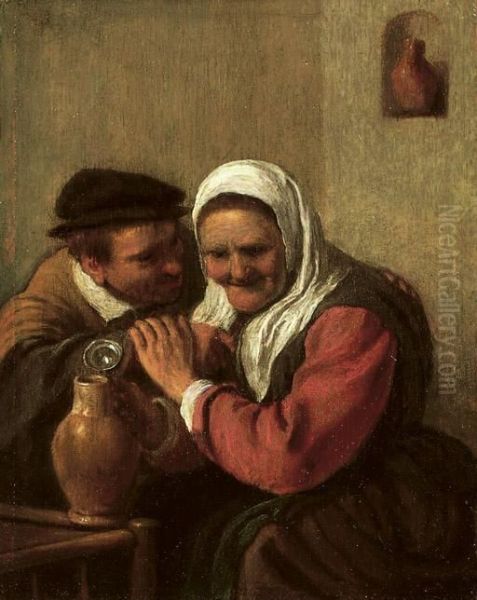 A Peasant Couple Drinking In An Interior - view 1