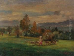 Contadinella Con Gregge by Enrico Sorio