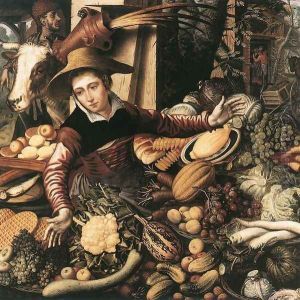 Market Woman With Vegetable Stall 1567