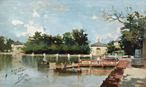 Vista Del Embarcadero Del Parque Del Retiro (view Of The Jetty In The Retiro Gardens, Madrid) by Joaquin Sorolla Y Bastida