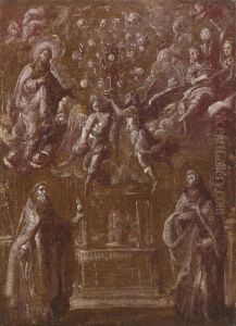 Madonna In Gloria Con Angeli E Santi by Pietro Sorri